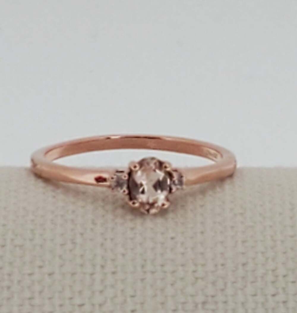 Natural Morganite Engagement Ring: 14k Gold Diamond Cluster Ring - ,